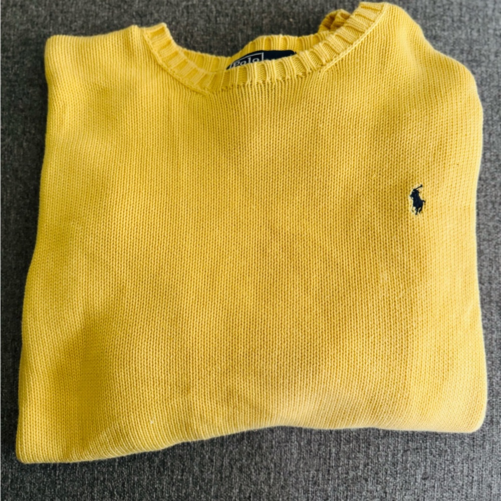 Polo by Ralph Lauren Men's Bright Yellow Crewneck Sweater